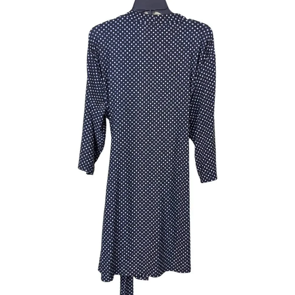 Rene Rofe Intimates Black White Polka Dot Satin Robe Sleepwear Size XL